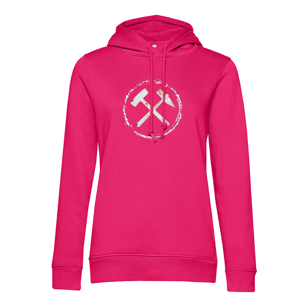 POTTPLÖRREN Ruhrpott Mädels Hoodie mit markanten Eisen & Schlägel Print in weiß auf der Brust