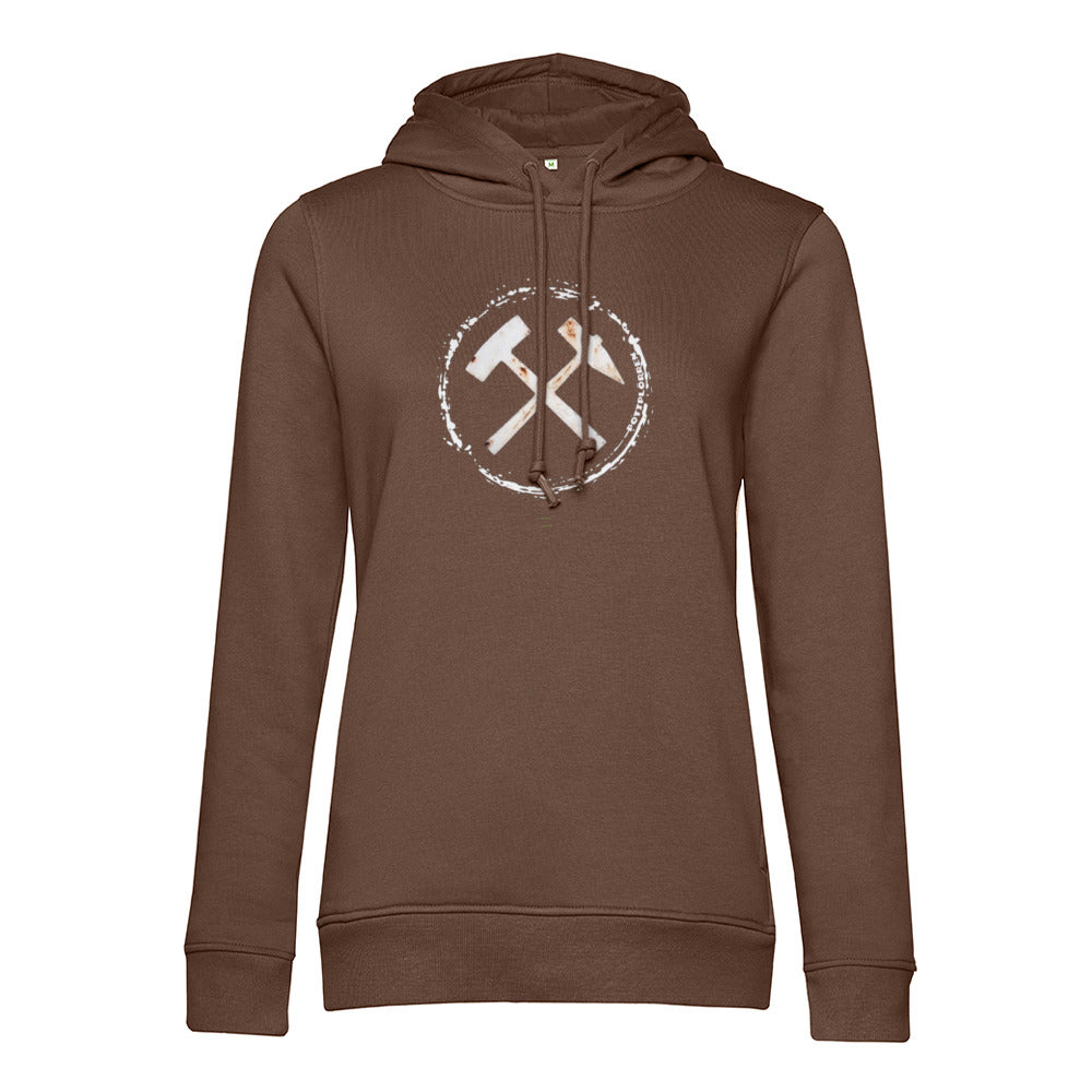 POTTPLÖRREN Ruhrpott Mädels Hoodie mit markanten Eisen & Schlägel Print in weiß auf der Brust