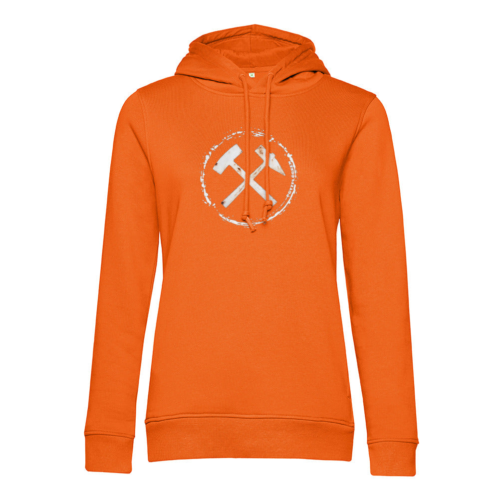 POTTPLÖRREN Ruhrpott Mädels Hoodie mit markanten Eisen & Schlägel Print in weiß auf der Brust