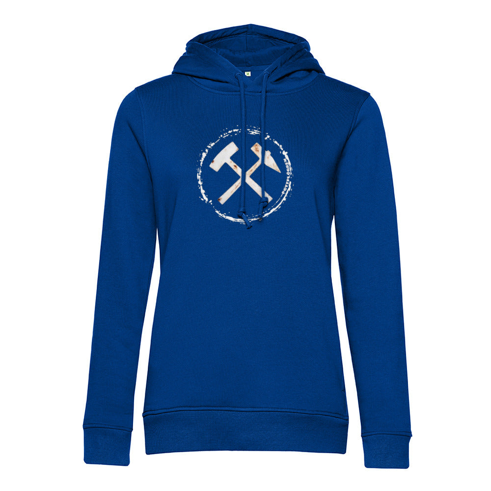 POTTPLÖRREN Ruhrpott Mädels Hoodie mit markanten Eisen & Schlägel Print in weiß auf der Brust