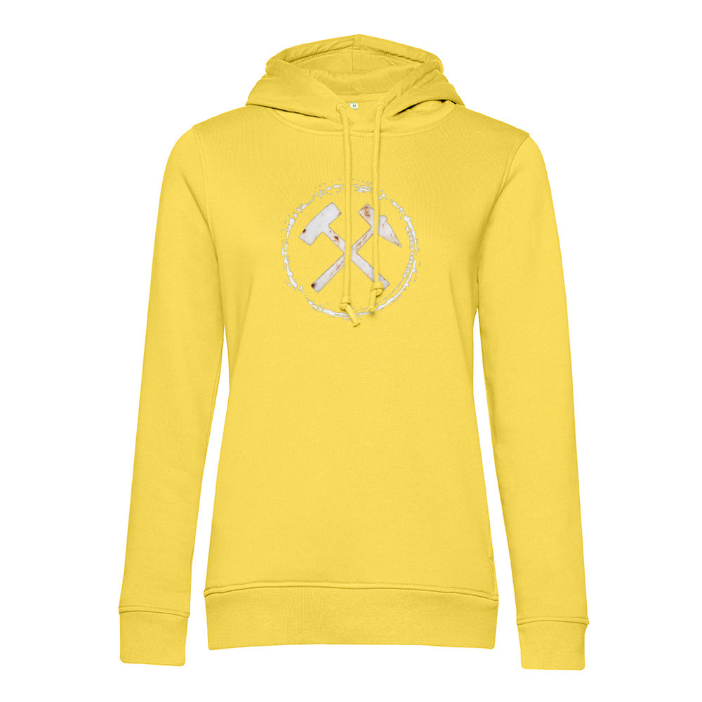 POTTPLÖRREN Ruhrpott Mädels Hoodie mit markanten Eisen & Schlägel Print in weiß auf der Brust