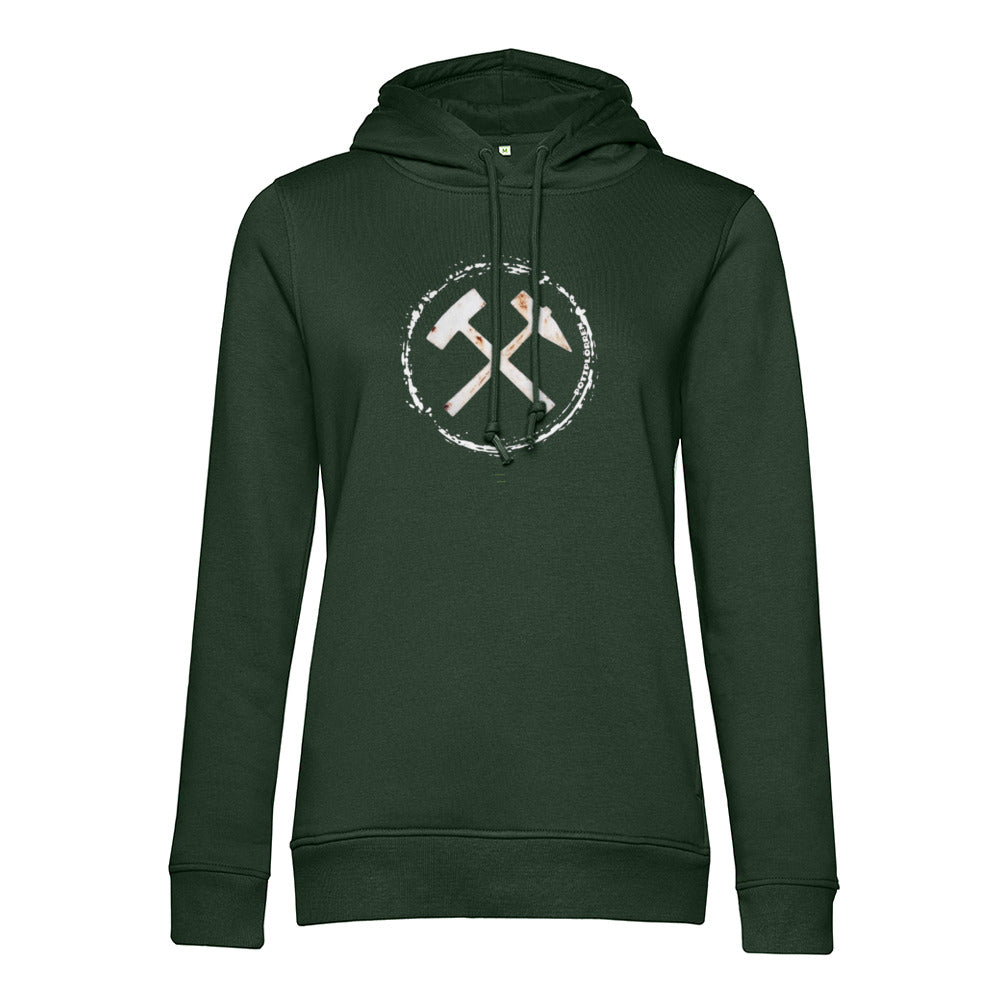 POTTPLÖRREN Ruhrpott Mädels Hoodie mit markanten Eisen & Schlägel Print in weiß auf der Brust