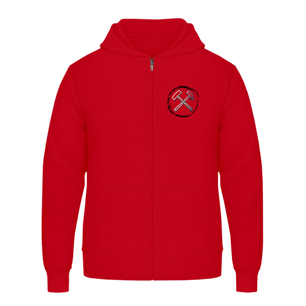 POTTPLÖRREN Zipper Jacke/Hoodie mit Eisen & Schlägel Print unisex