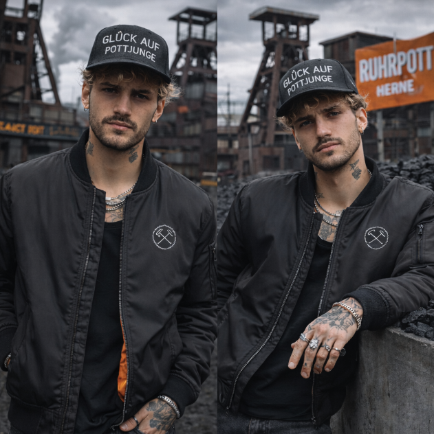 POTTPLÖRREN Bomberjacke mit Eisen & Schlägel Brustprint
