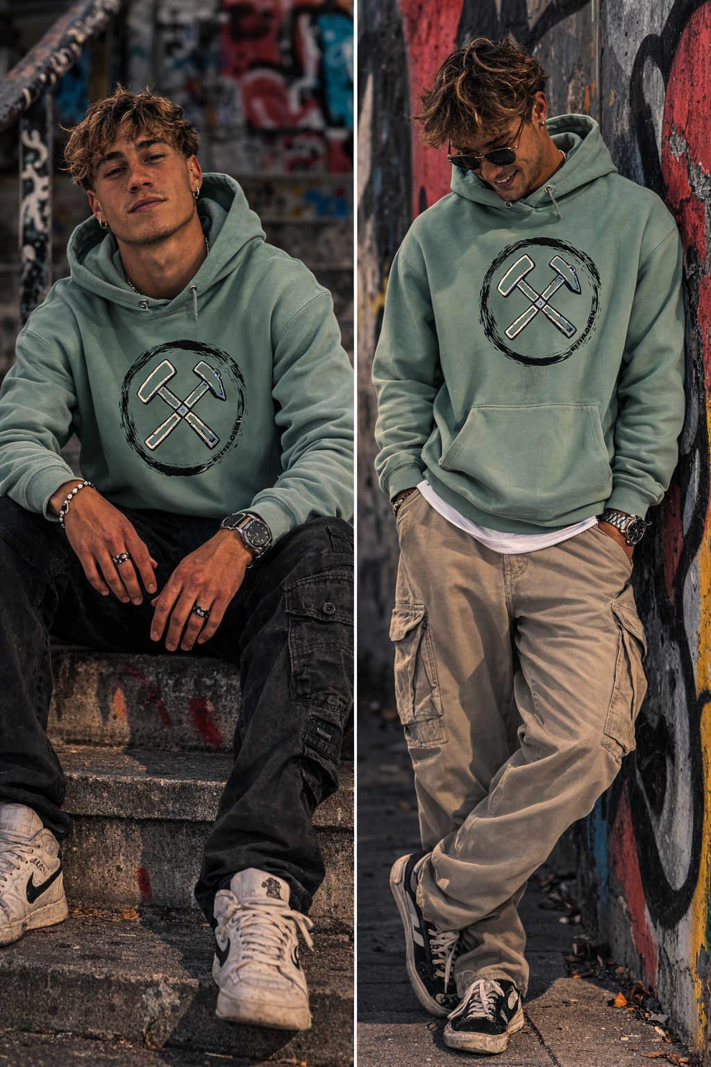 POTTPLÖRREN Kumpel Hoodie mit Eisen & Schlägel Print auffe Brust